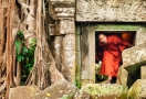 Monk in Angkor Wat of Cambodia