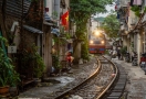 Railway cross through Hanoi