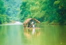 Bamboo river rafting in Pu Luong