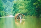 Bamboo river rafting in Pu Luong