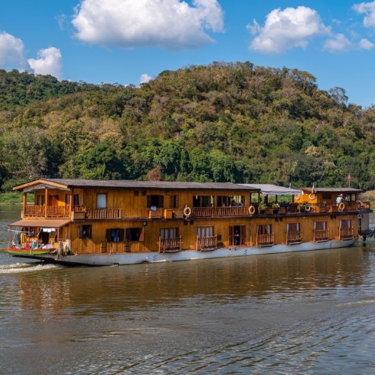 Mekong Pearl Cruise Boat In Mekong River 