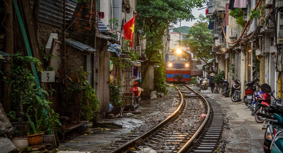 Railway cross through Hanoi