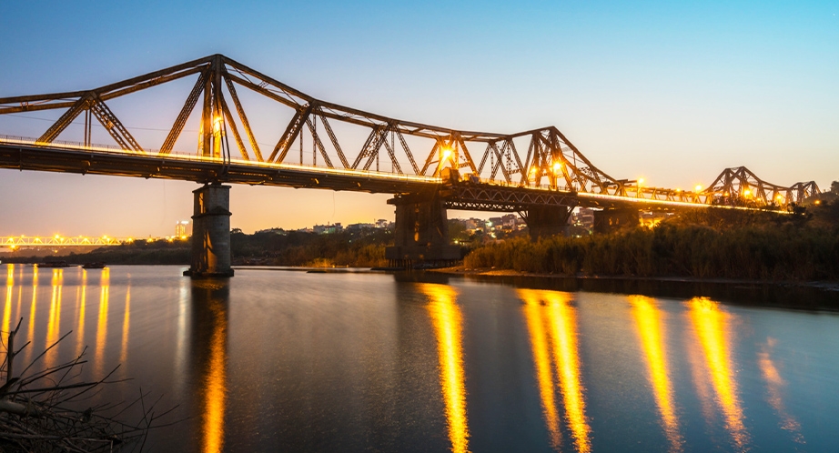 Long Bien Bridge built in 1902 in Hanoi