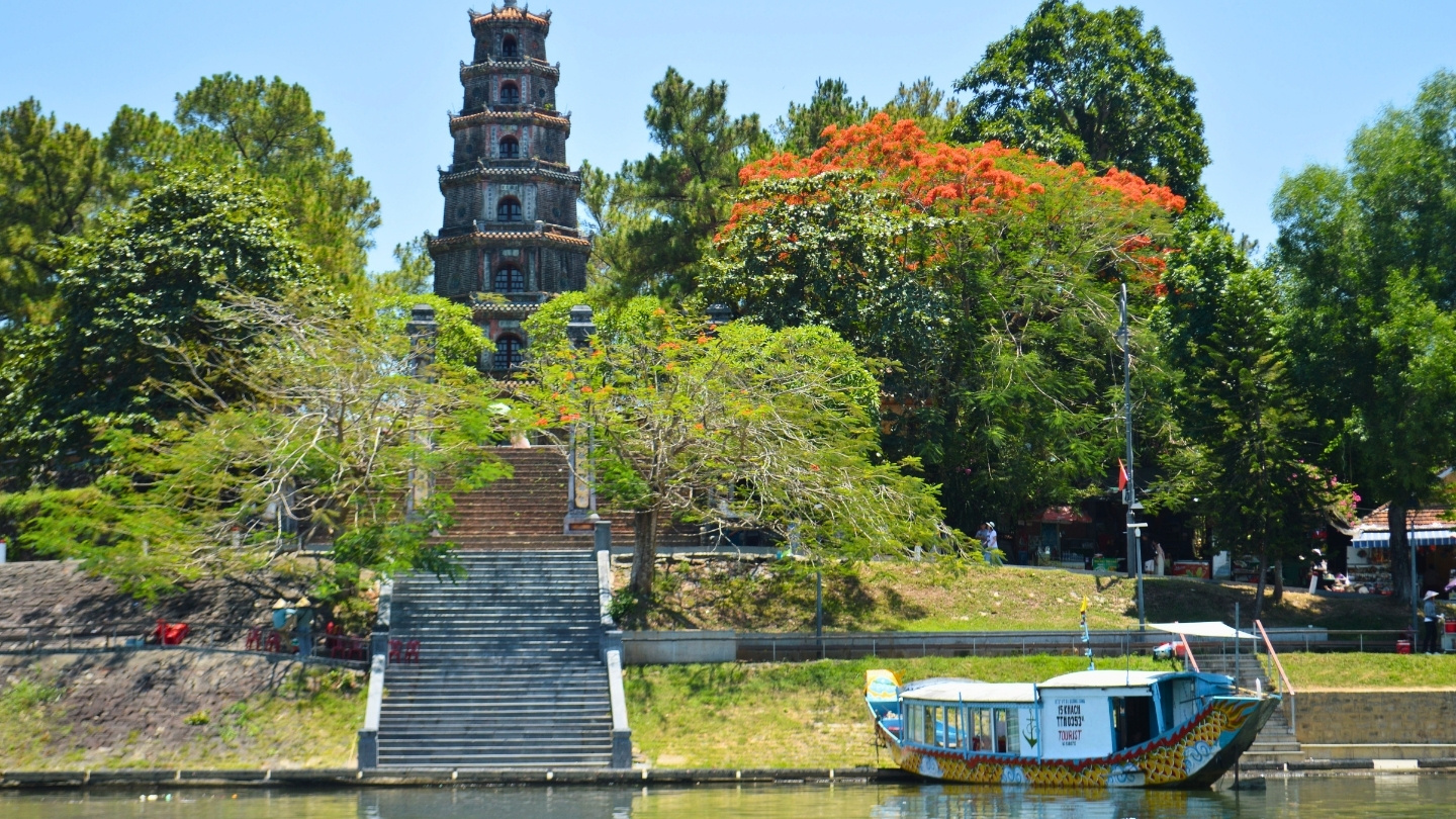 Visiting Thien Mu Pagoda on a trip to Hue