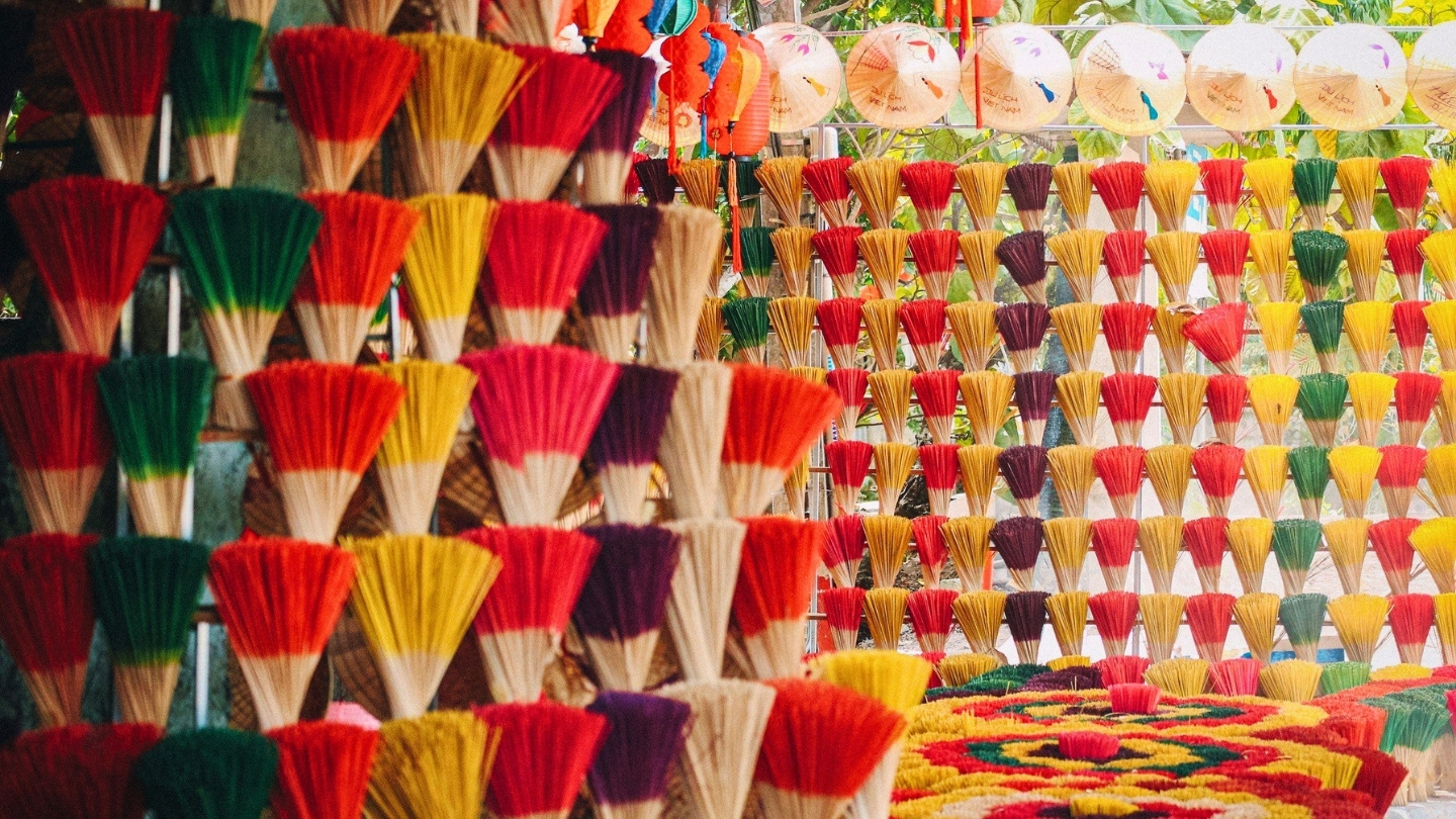 Colorful incense at Thuy Xuan incense village
