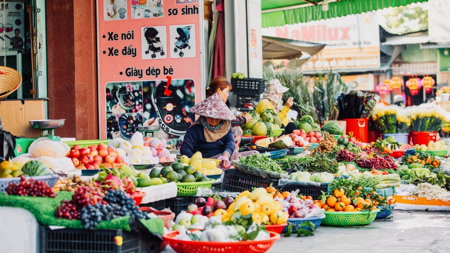 Fresh seasonal produce at a Vietnamese market