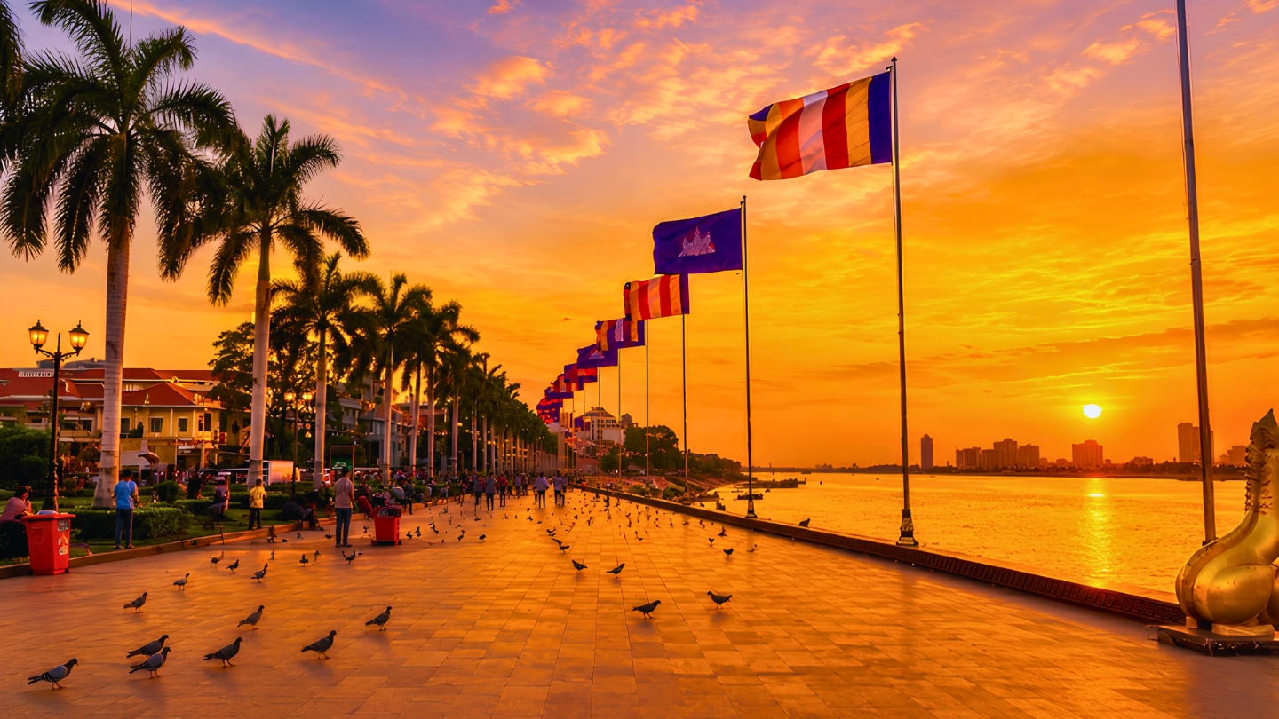 Along Sisowath Quay, the magic of sunset