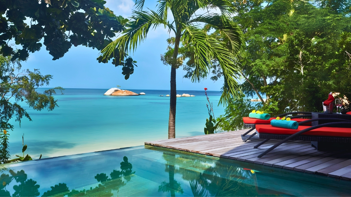 The luxury of a private pool overlooking the Gulf of Thailand at Kupu Kupu Phangan