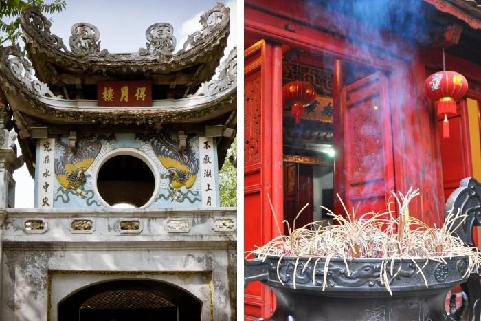 Admire Ngoc Son temple during a walk around Hoan Kiem lake 