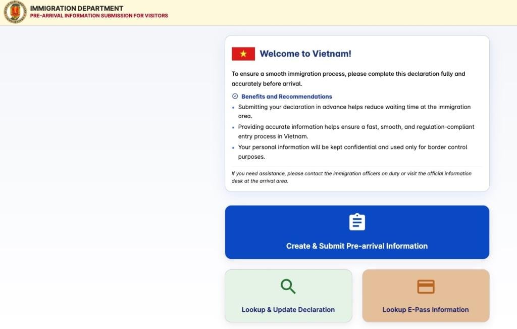 Select "Create & Submit Pre-arrival Information"