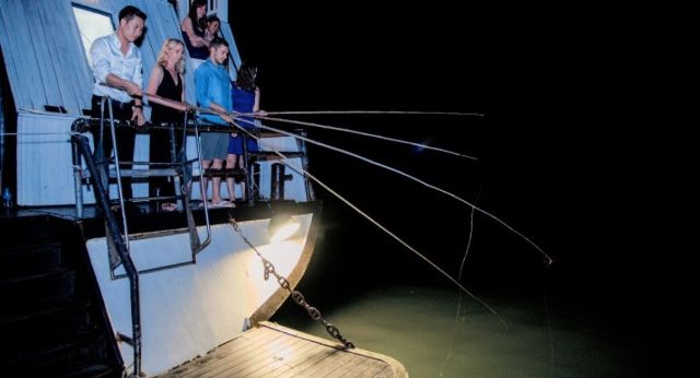 Squid fishing at night
