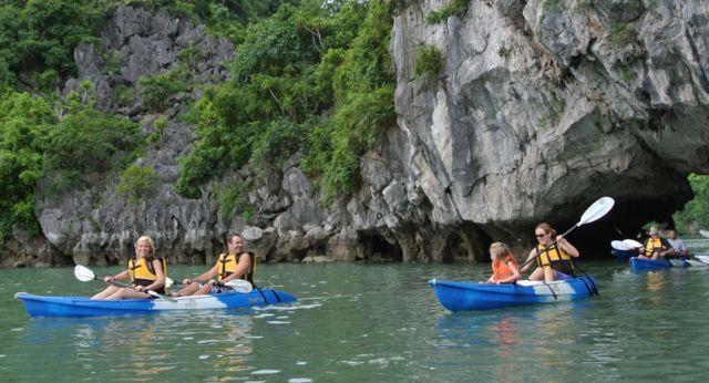 Explore magnificient caves by kayak