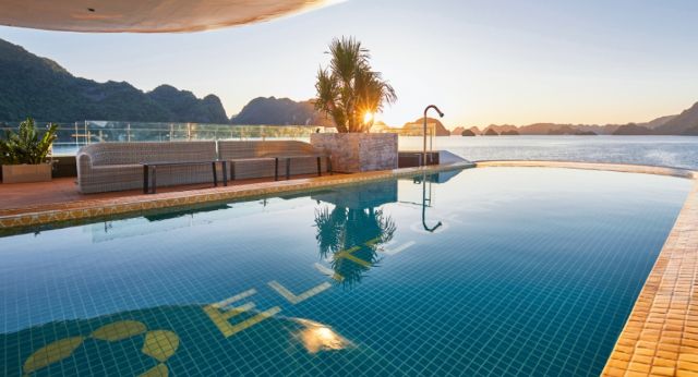 Relax in pool on boat