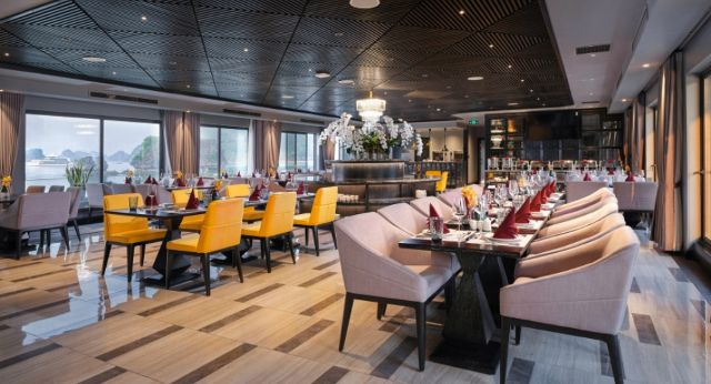 Elegant dining room on boat