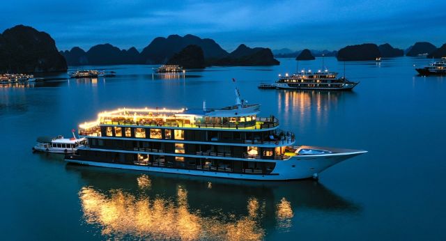 Cruise boat in evening