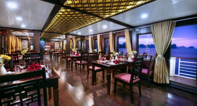 Inside space of restaurant