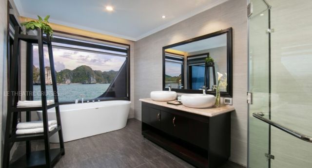 Bathroom with ocean view