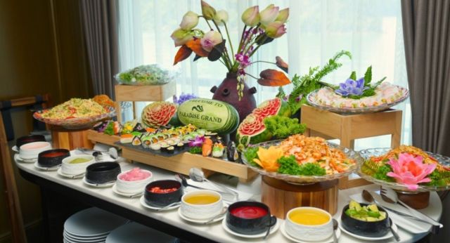 Appetizing buffet dishes
