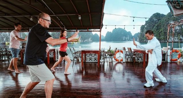 Morning Taichi on boat