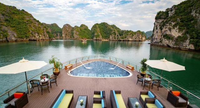 Imerse in Lan Ha bays beauty on sundeck