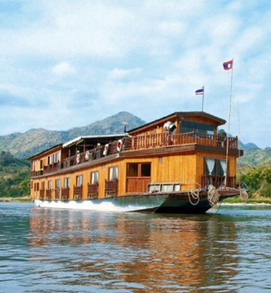 Mekong Sun Cruise Boat In Mekong River