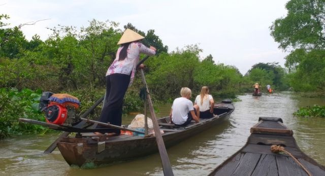 Tranquil rowing boat trip