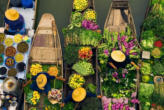 Floating market in the Mekong Delta