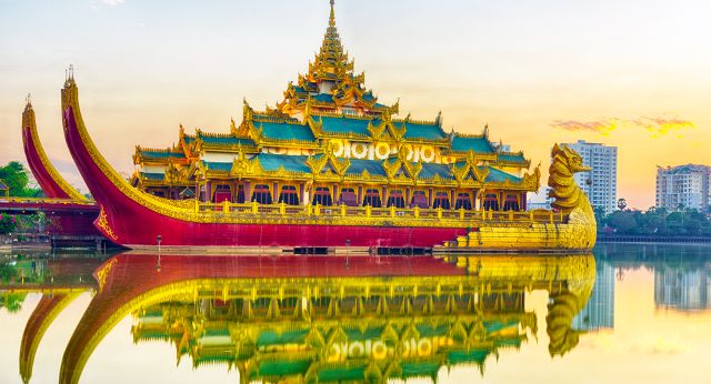 Karaweik Hall on Royal Lake (Yangon)