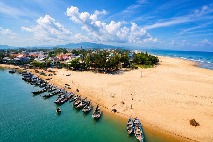 Relaxing break at Lang Co Beach during a 15-day tour Vietnam Cambodia
