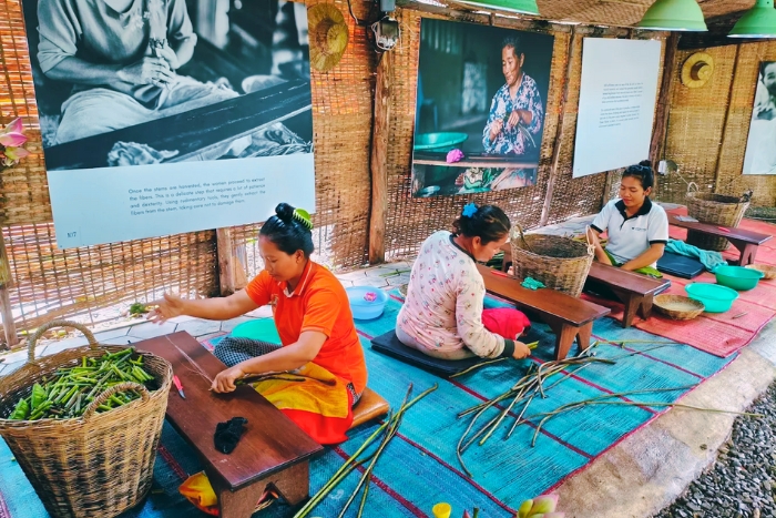 Eco-friendly lotus crafting on Cambodia eco tours
