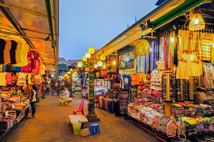 Vibrant atmosphere in Siem Reap at night