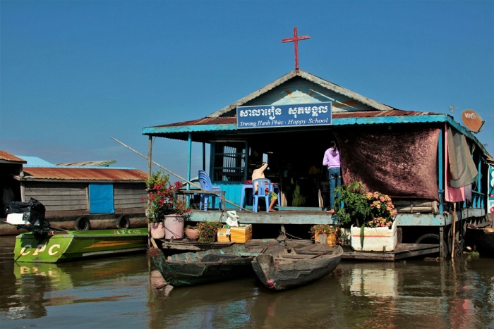 The floating village in Kampong Chhnang, Cambodia