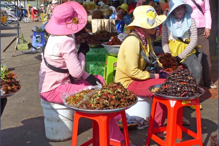 Skun Market in Kampong Thom, Cambodia