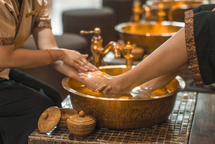 Foot massage in Siem Reap after a long day of walking