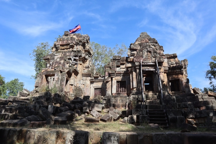 The first destination of the 2-day small group tour to Battambang itinerary is Ek Phnom Temple