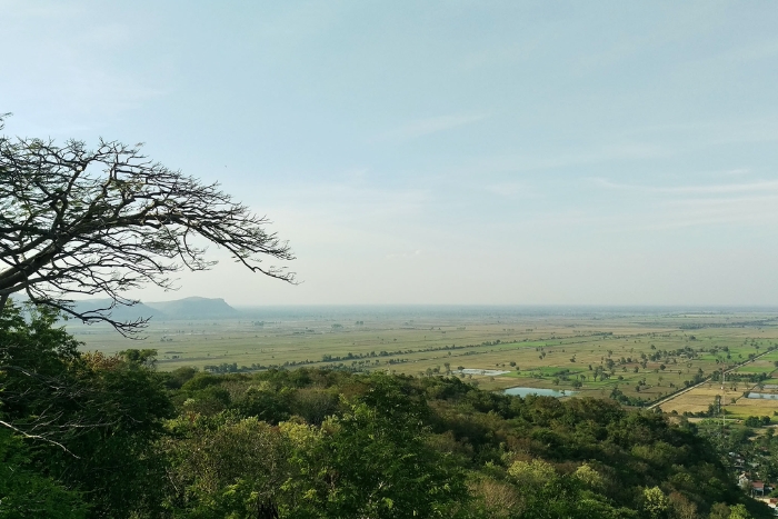 Battambang scene seen from the high hills after trekking in Battambang