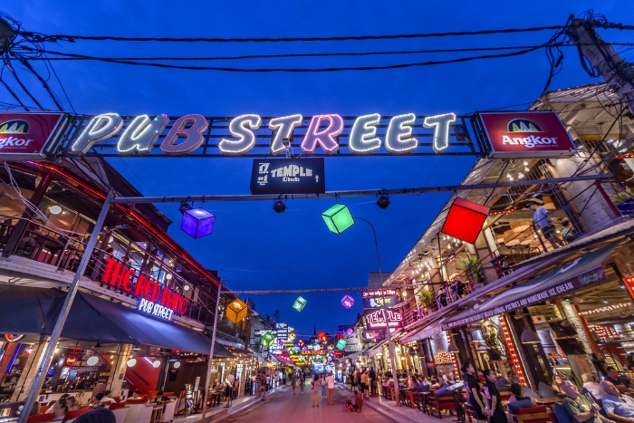Pub Street lights up every evening during 15 days in Cambodia