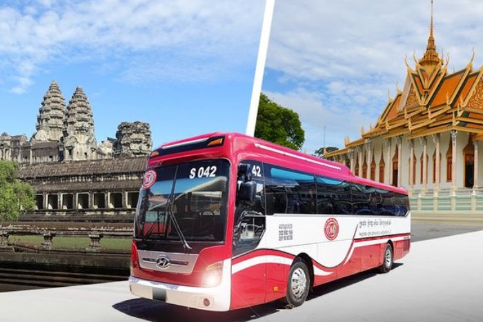 The bus connects Phnom Penh to Siem Reap at an affordable price