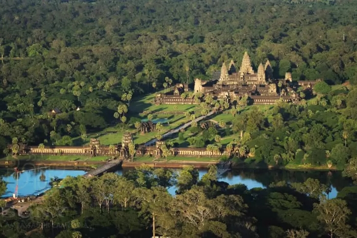 Stunning aerial view of Angkor Wat