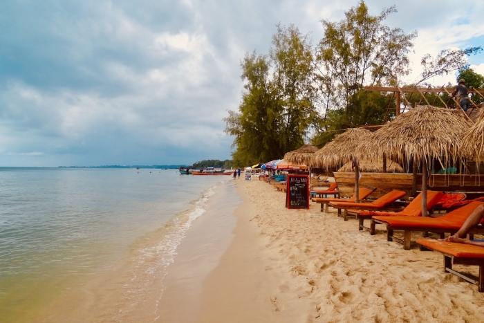 Otres Beach is located five kilometers away from Sihanoukville's town center