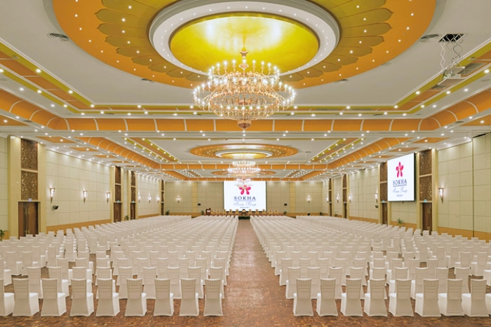 Elegance on a grand scale: the ballroom of Sokha Beach Resort in Cambodia