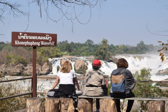 Tourists visiting Khone Phapheng Falls