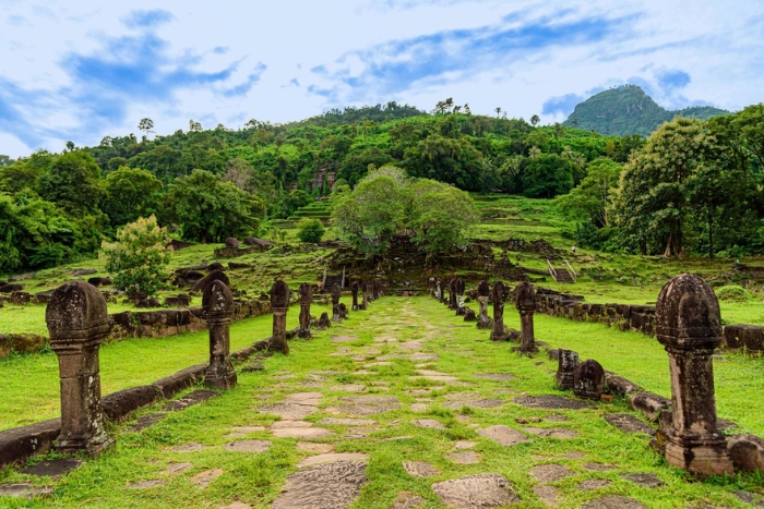 Pavement path leads to the main temples