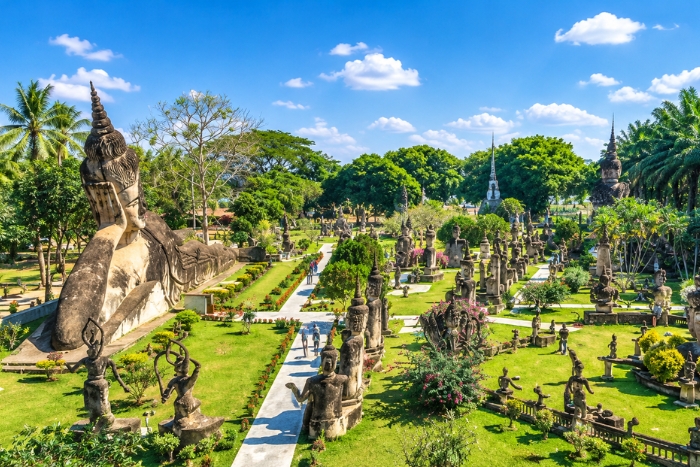 Strolling among the sculptures of Xieng Khuan Buddha Park