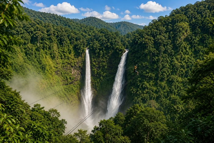 Experiencing a thrilling adventure at Tad Fane during my Laos 15 days itinerary