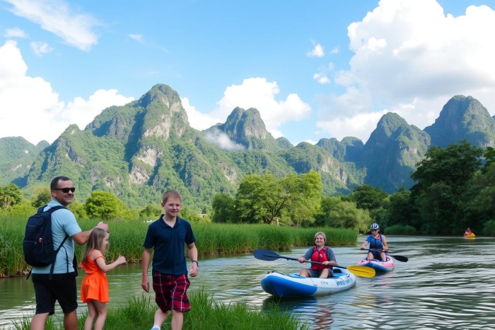 Admire the peaceful beauty of Vang Vieng on the Nam Song Rive