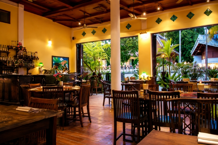 A chic evening at L'Elephant Restaurant in Luang Prabang during Laos luxury travel