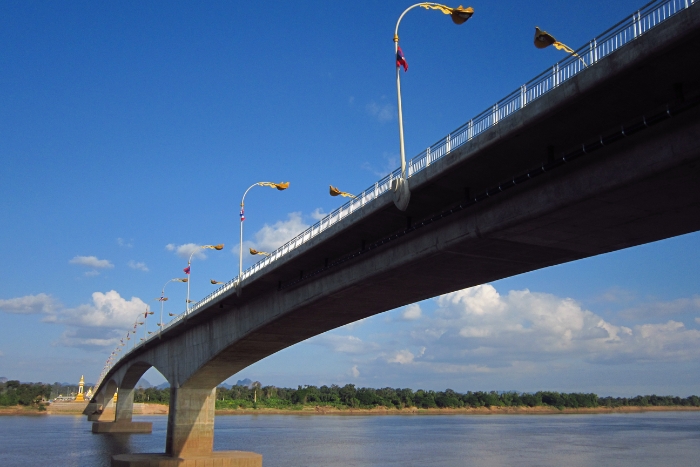 Crossing the Friendship Bridge on a solo female trip to Laos in January