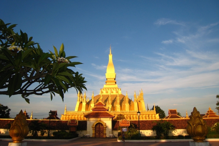 January in Laos – The golden stupa of That Luang, a peaceful break during a solo female trip to Laos