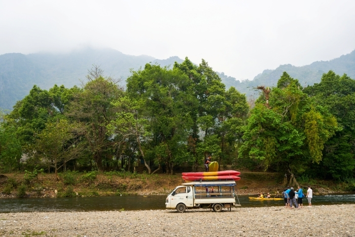 kayaking along the Nam Song River